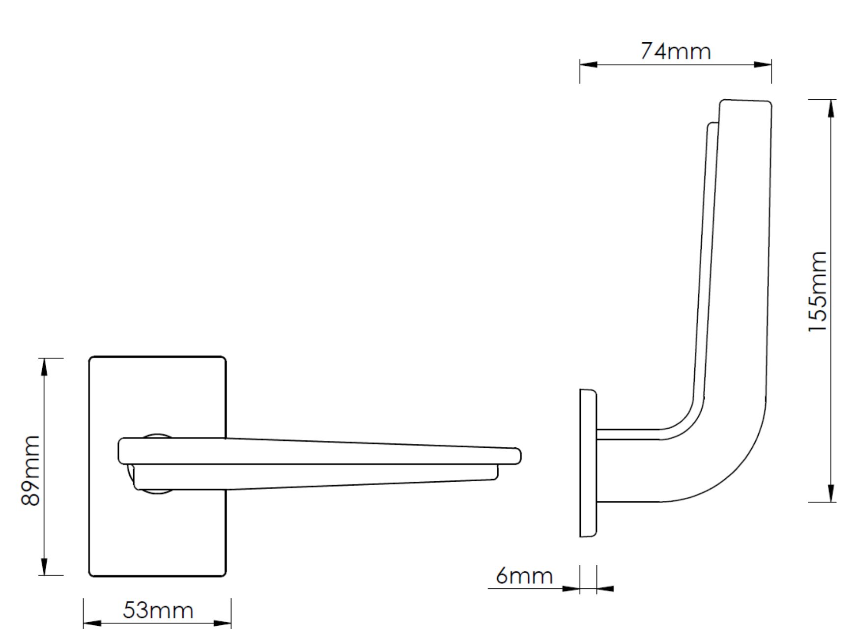 Ellington Lever on Small Rectangular Backplate